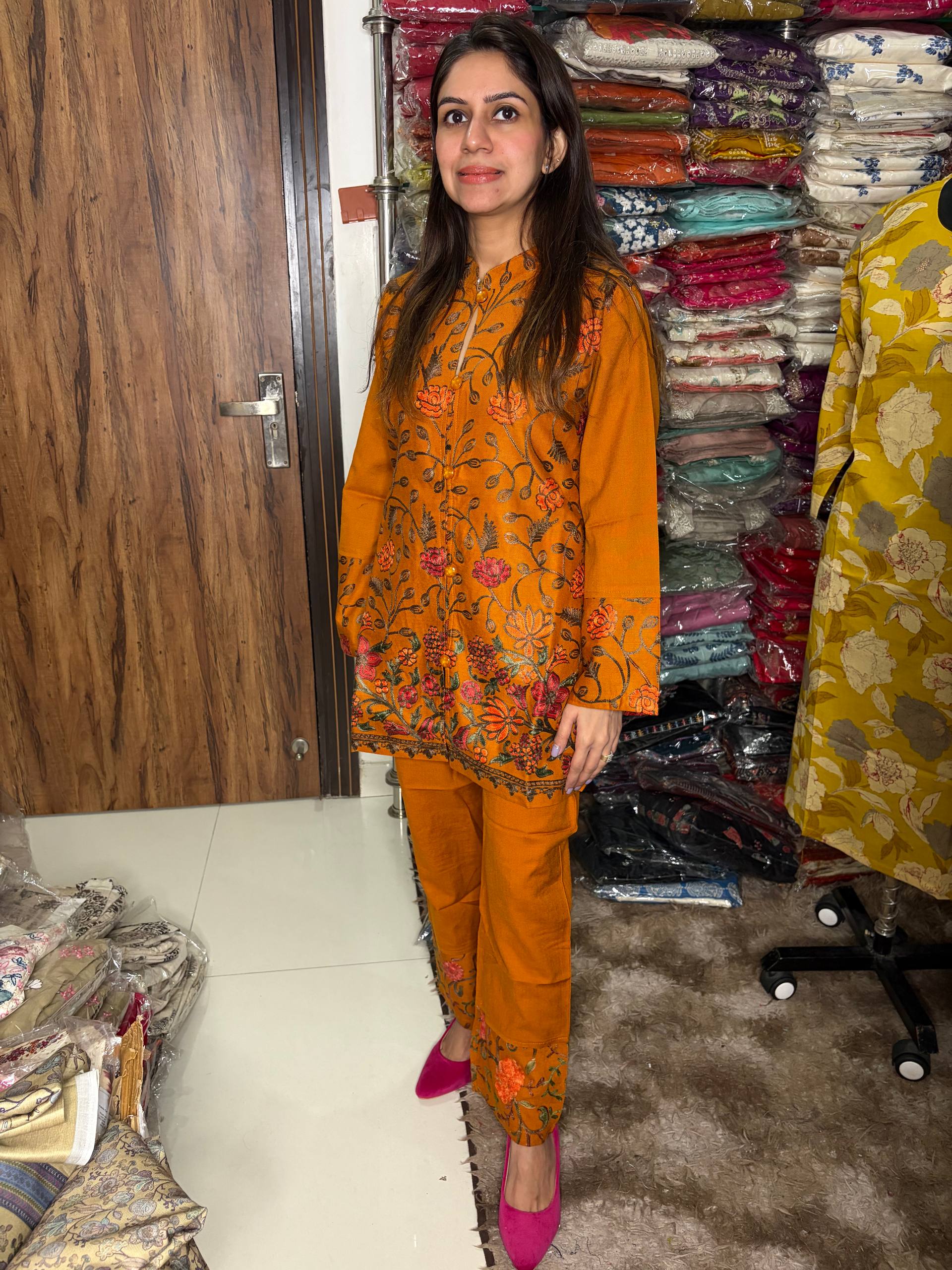 Aari Work Cord Sets Fabric Pashmina