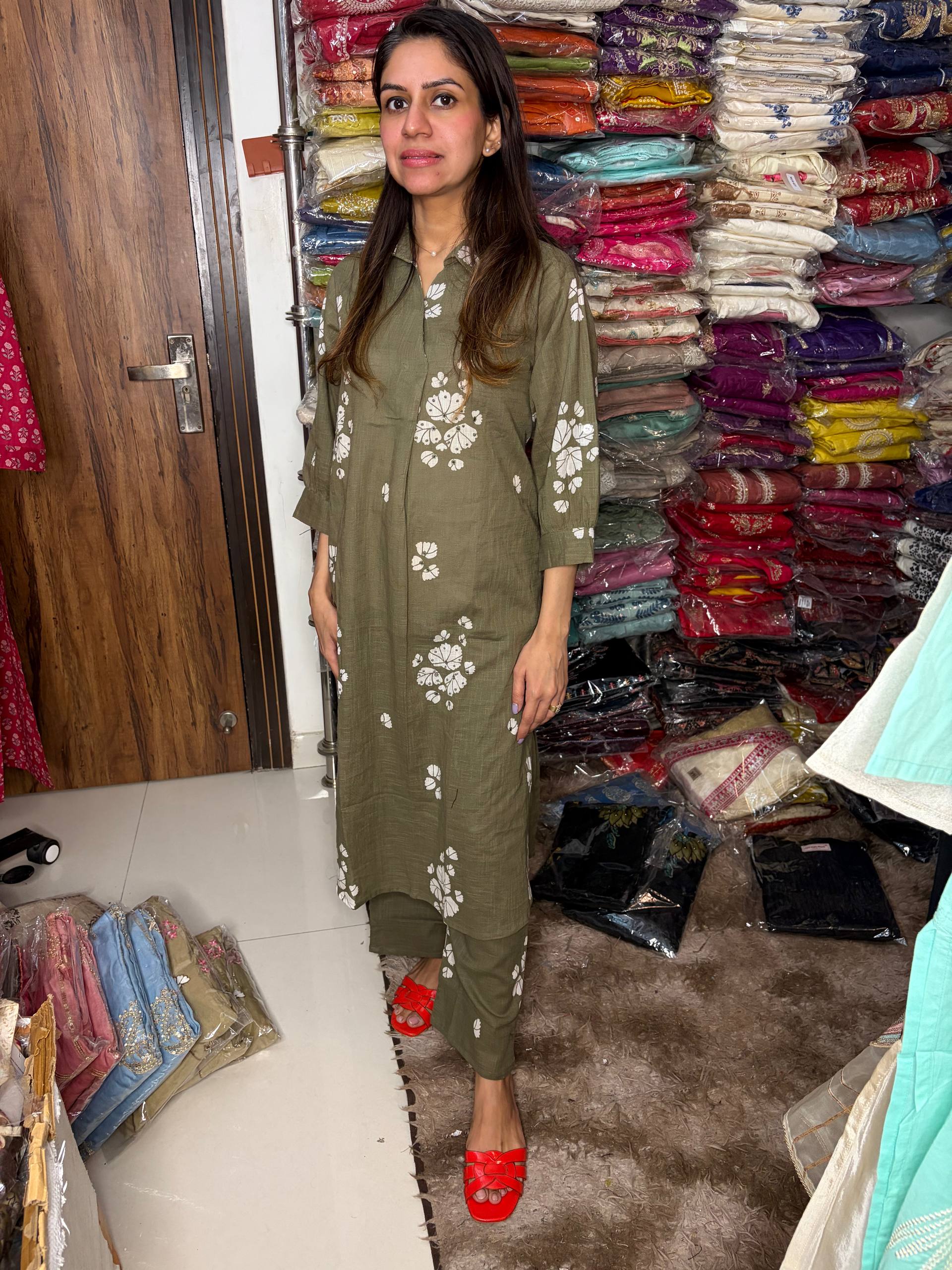 Floral Cord Fabric Cotton