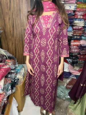 budget ikkat print suit