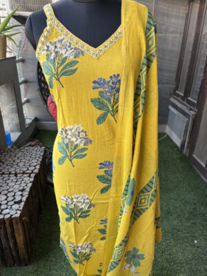 Yellow Noodle Strap Cotton suit