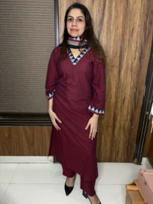 Maroon Handloom Suit