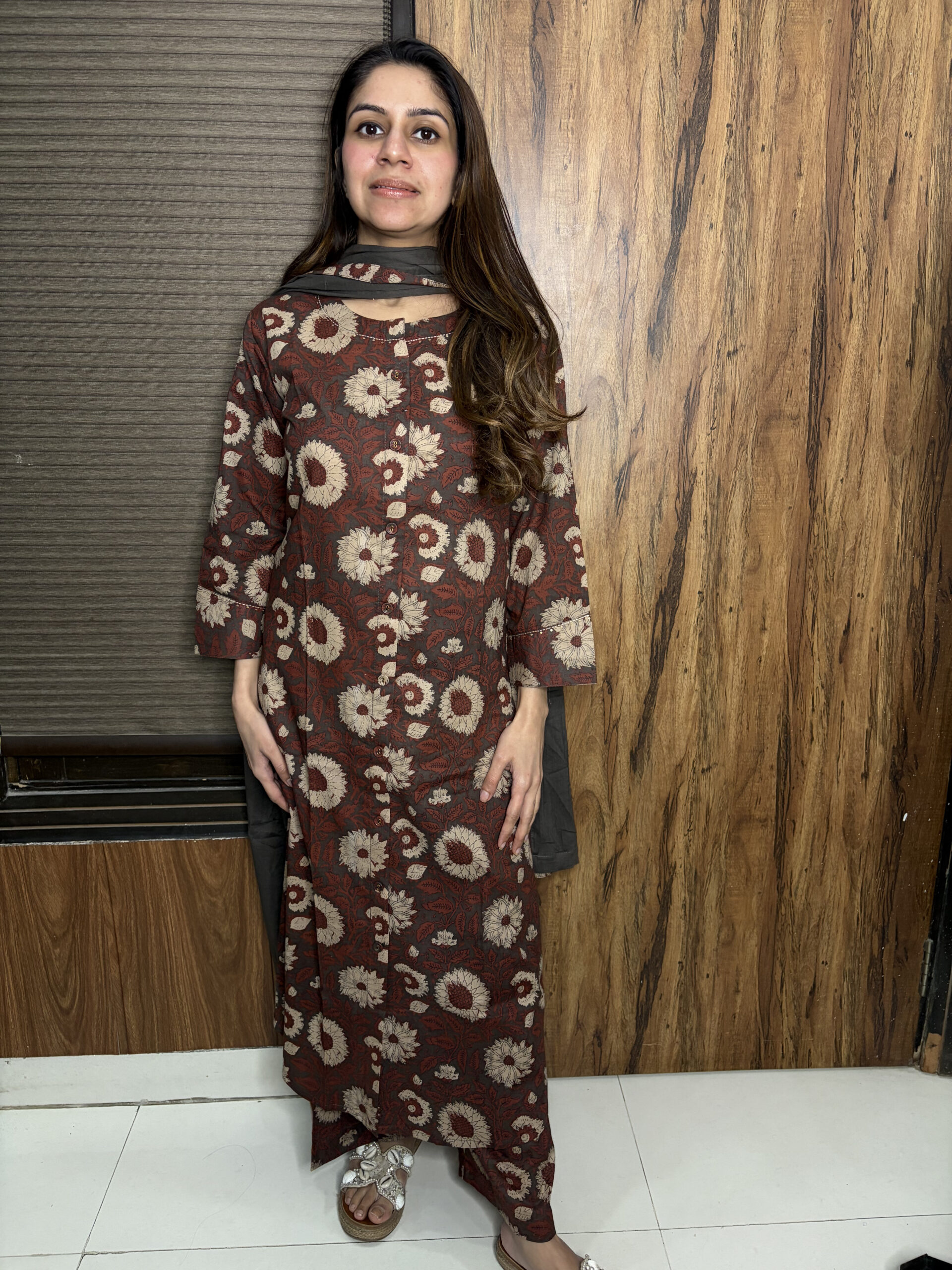 Brown Pure Cotton Suit