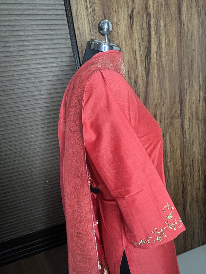 Coral Cotton Silk Suit - Image 4