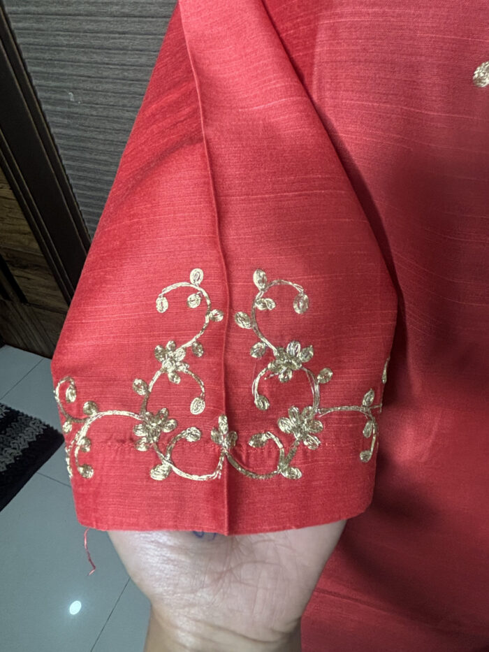 Coral Cotton Silk Suit - Image 5