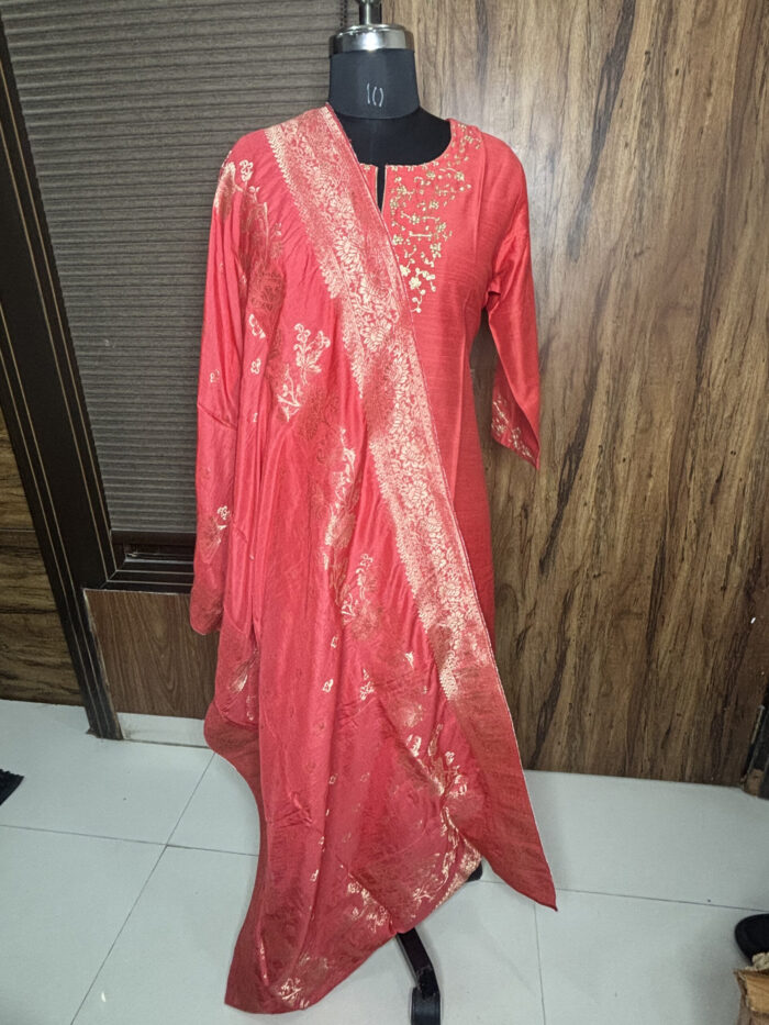 Coral Cotton Silk Suit - Image 8