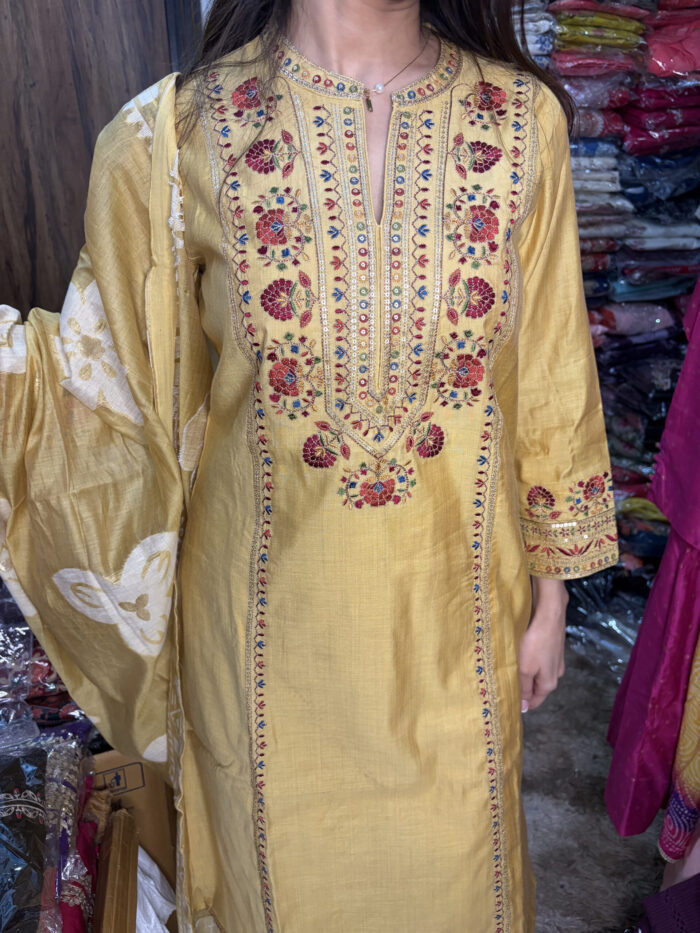 Golden Yellow Cotton Chandheri - Image 5