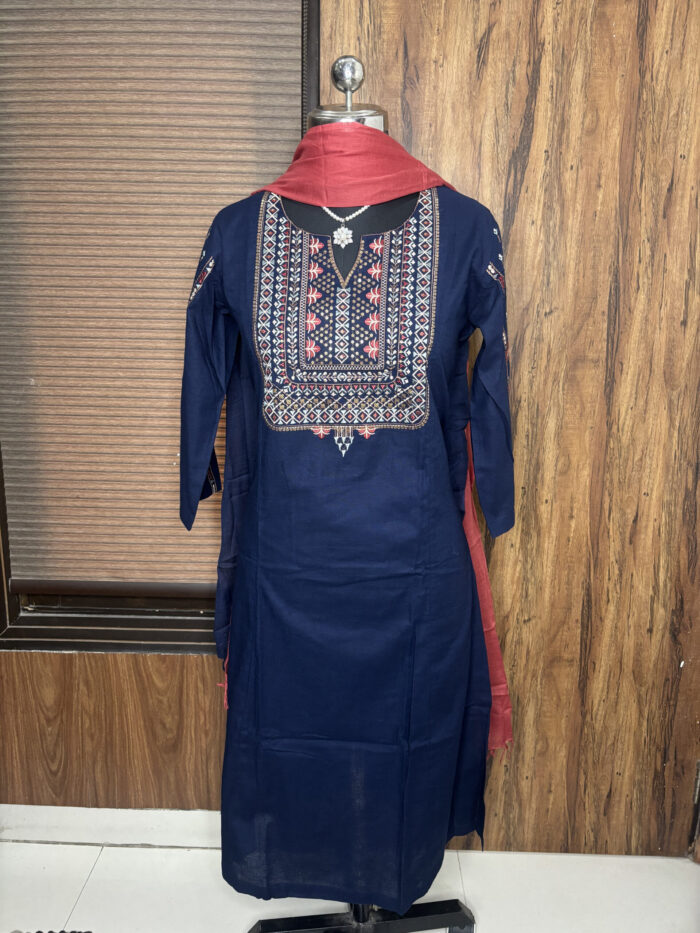Blue Handloom Cotton Suit - Image 2
