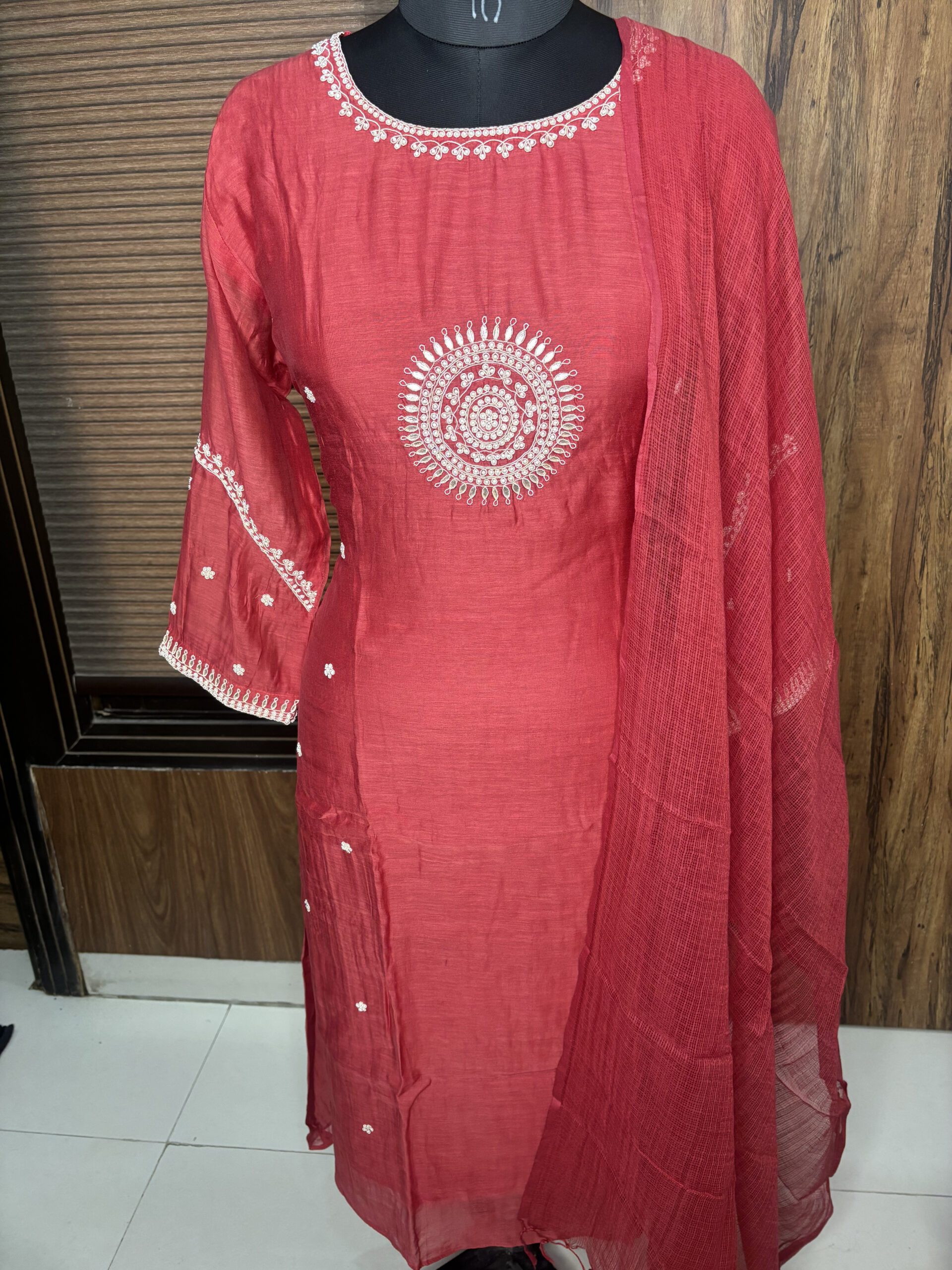 IMG_2644-scaled-1.jpg Rust Mul Chanderi Suit - Image 1