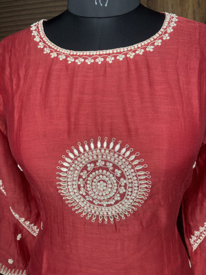 Rust Mul Chanderi Suit - Image 2