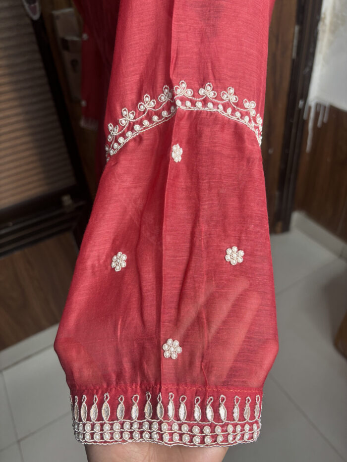 Rust Mul Chanderi Suit - Image 3