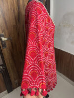 Red Bandhani Printed Embroidered Sharara - Image 6