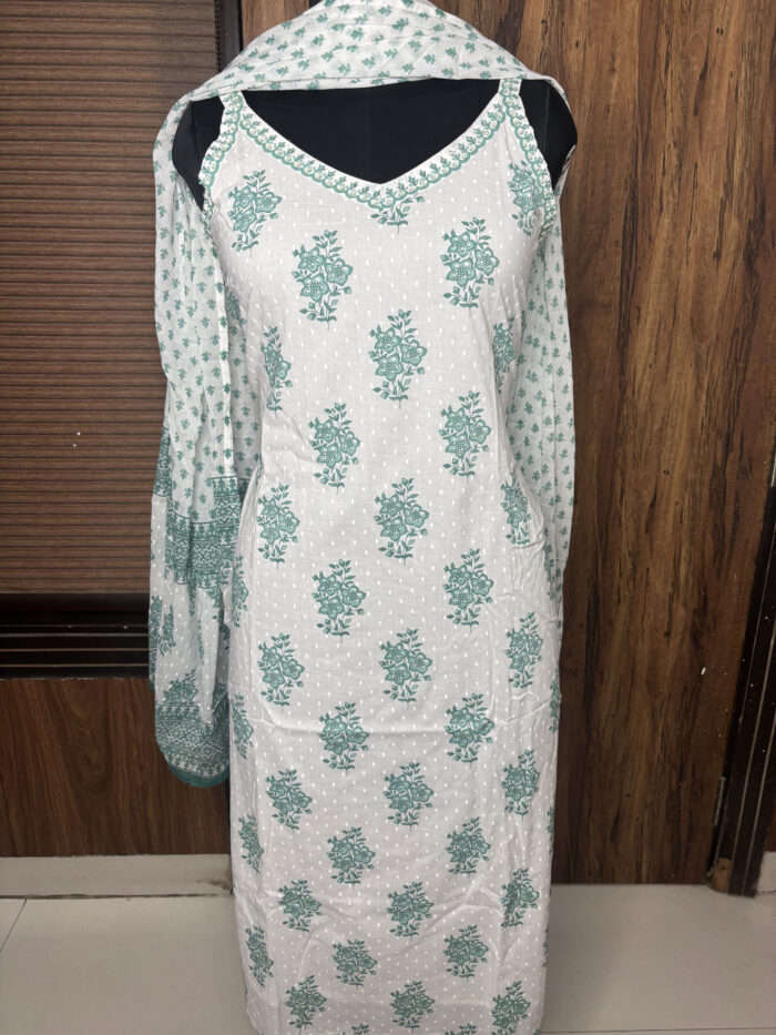 White Noodle Strap Cotton Suit - Image 2