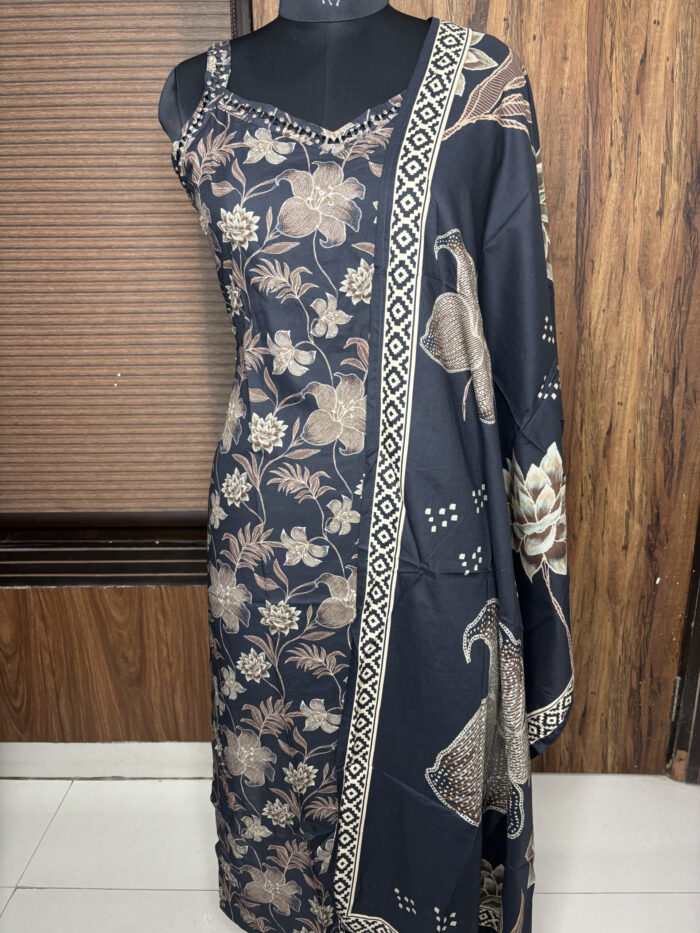 Black  Noodle Strap Cotton Suit - Image 2