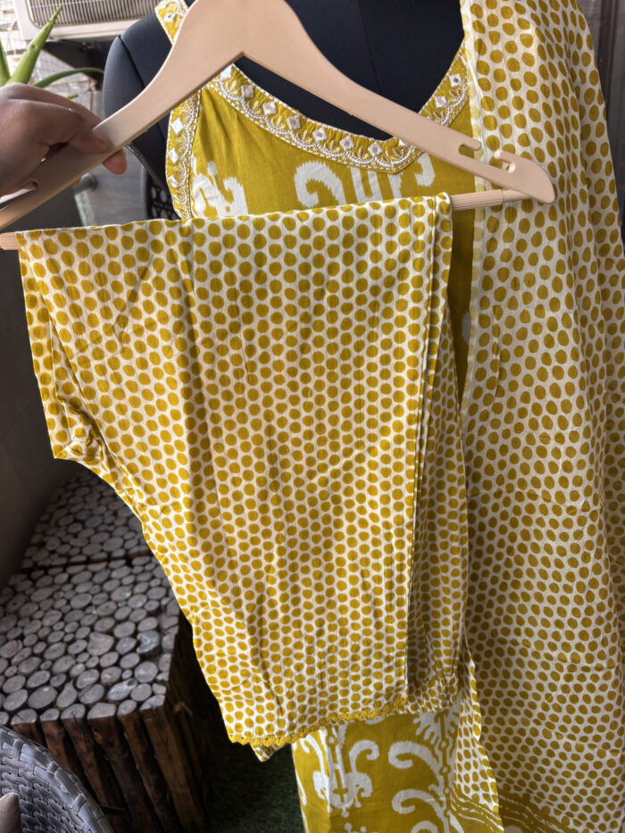 Yellow  Noodle Strap Cotton Suit - Image 6