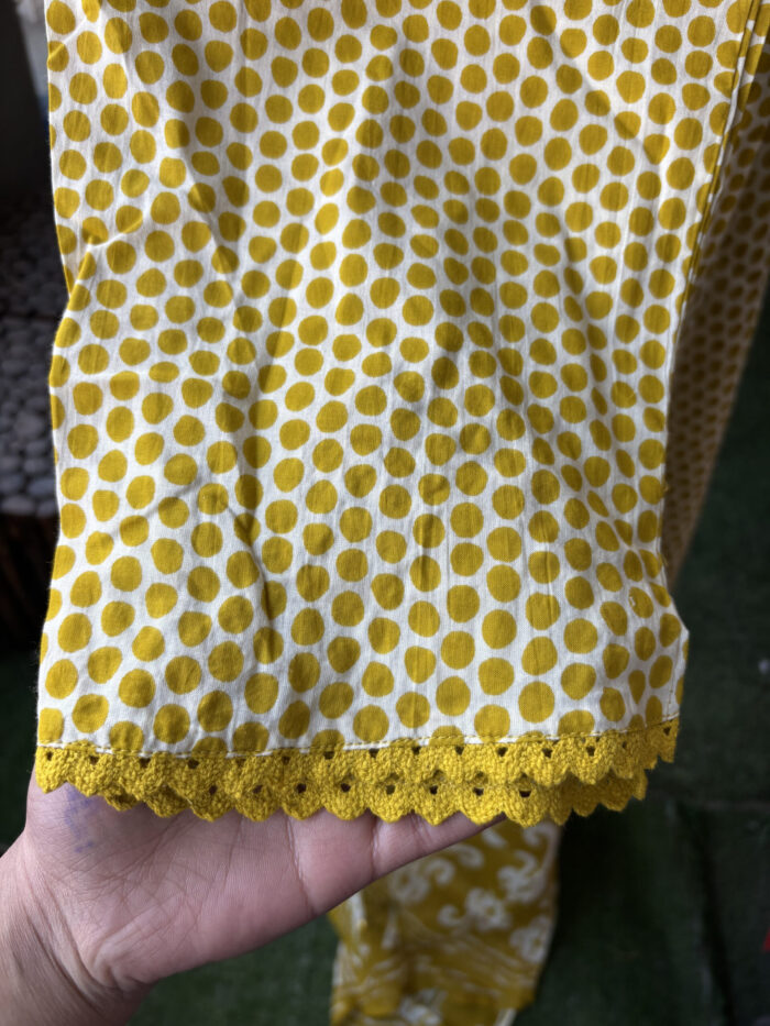 Yellow  Noodle Strap Cotton Suit - Image 7
