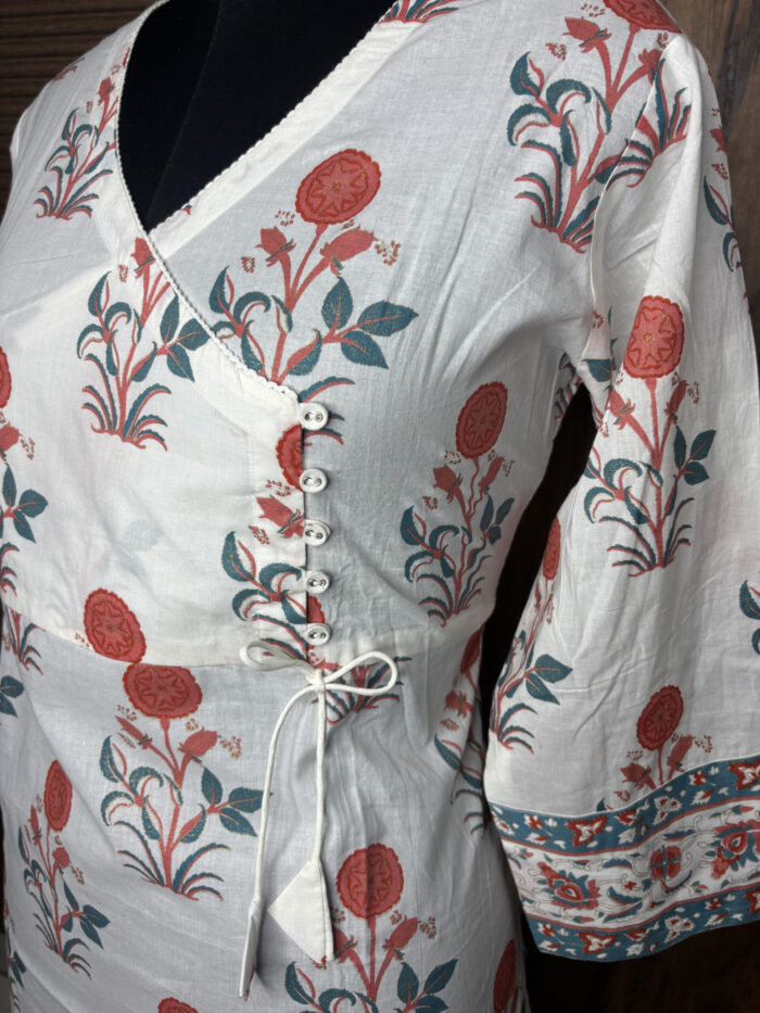 White Angrakha Cotton Suit - Image 5