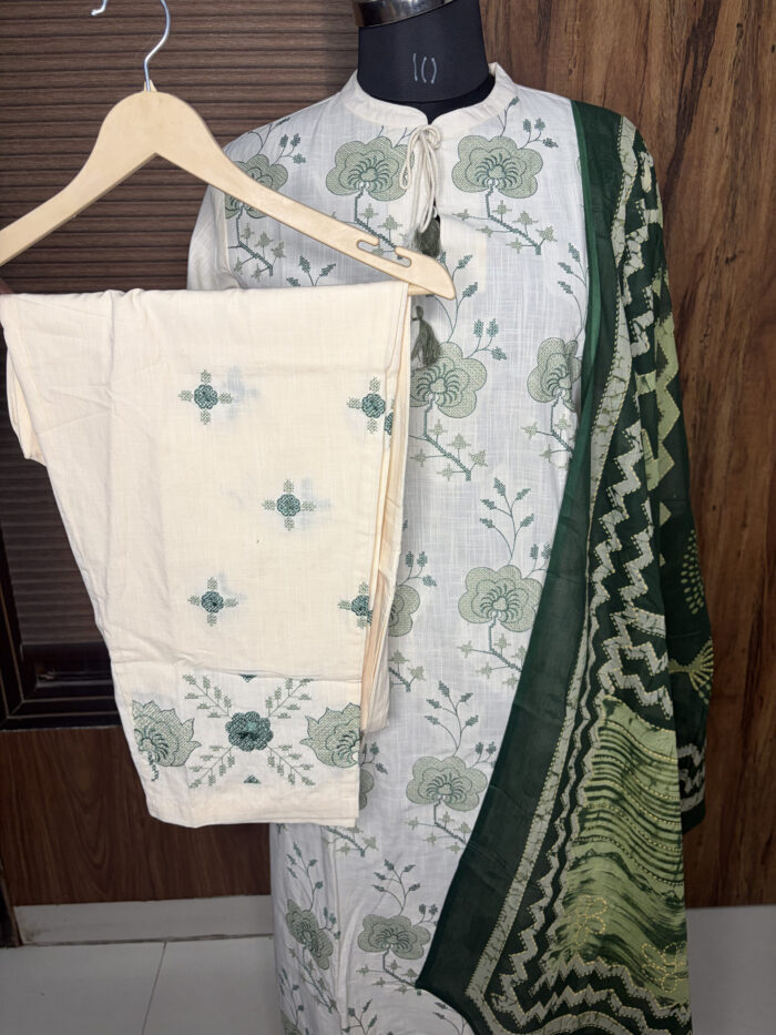 Floral Embroidered off white article - Image 7