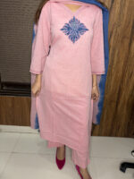 The Peach Handloom Cotton Suit - Image 3