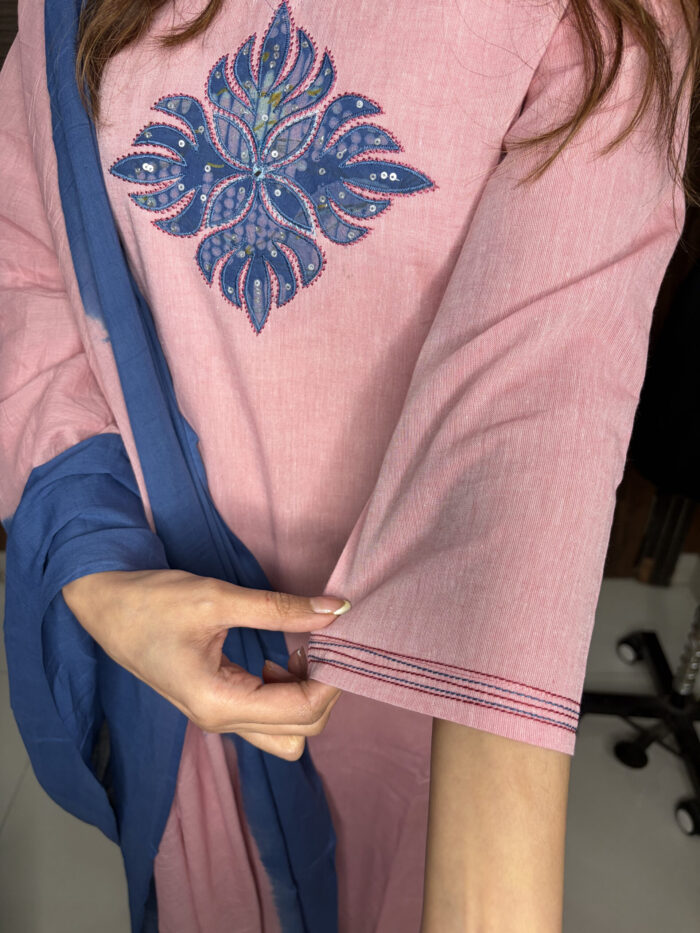 The Peach Handloom Cotton Suit - Image 6