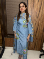 Blue Embroidered Suit