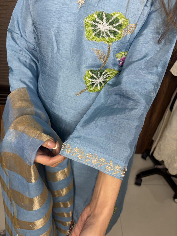 Blue Embroidered Suit - Image 5