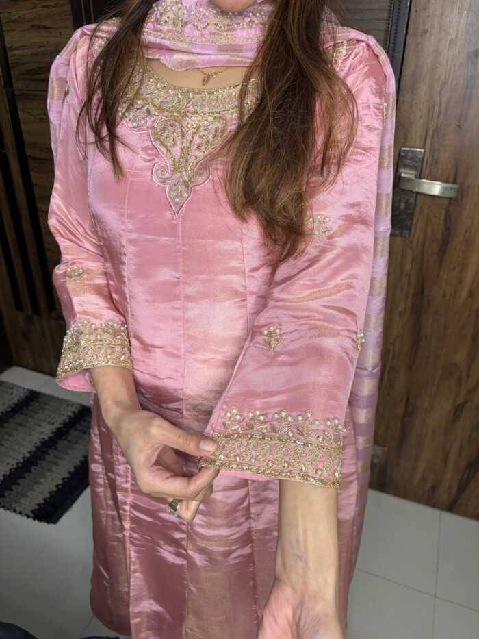 Pink Handwork Anarkali - Image 3