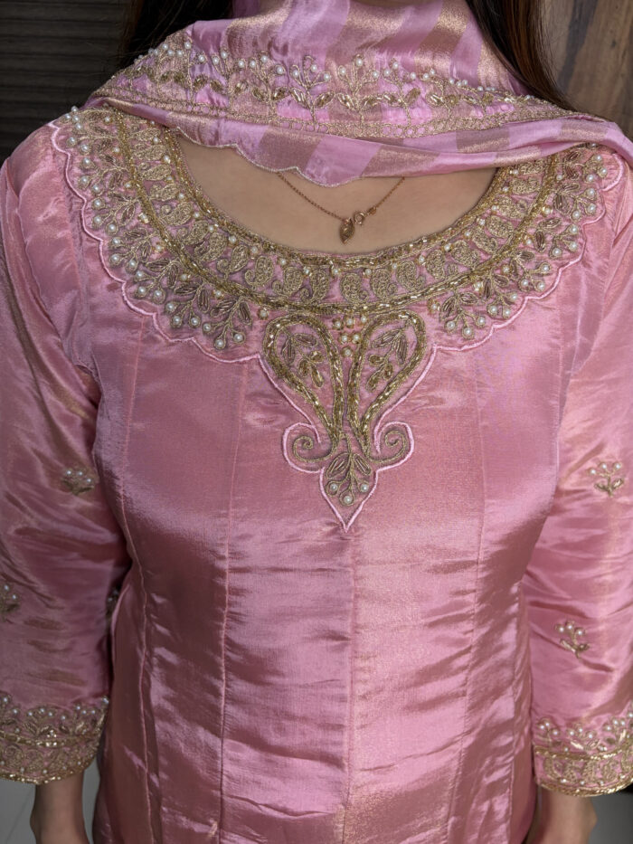 Pink Handwork Anarkali - Image 5