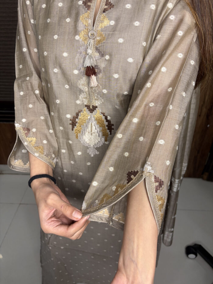 Chandheri Cotton Embroidered Suit - Image 3