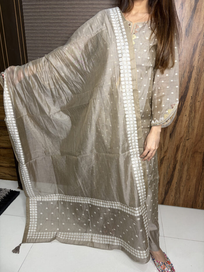 Chandheri Cotton Embroidered Suit - Image 5