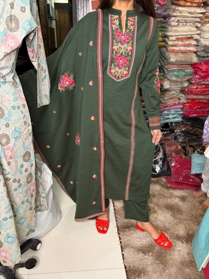 Green Chili Suit Fabric Knitted - Image 7