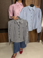 Cropped Stripped Shirt - Image 4
