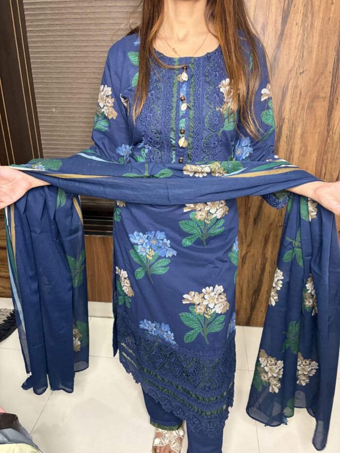 Blue Lace Work Suit - Image 3