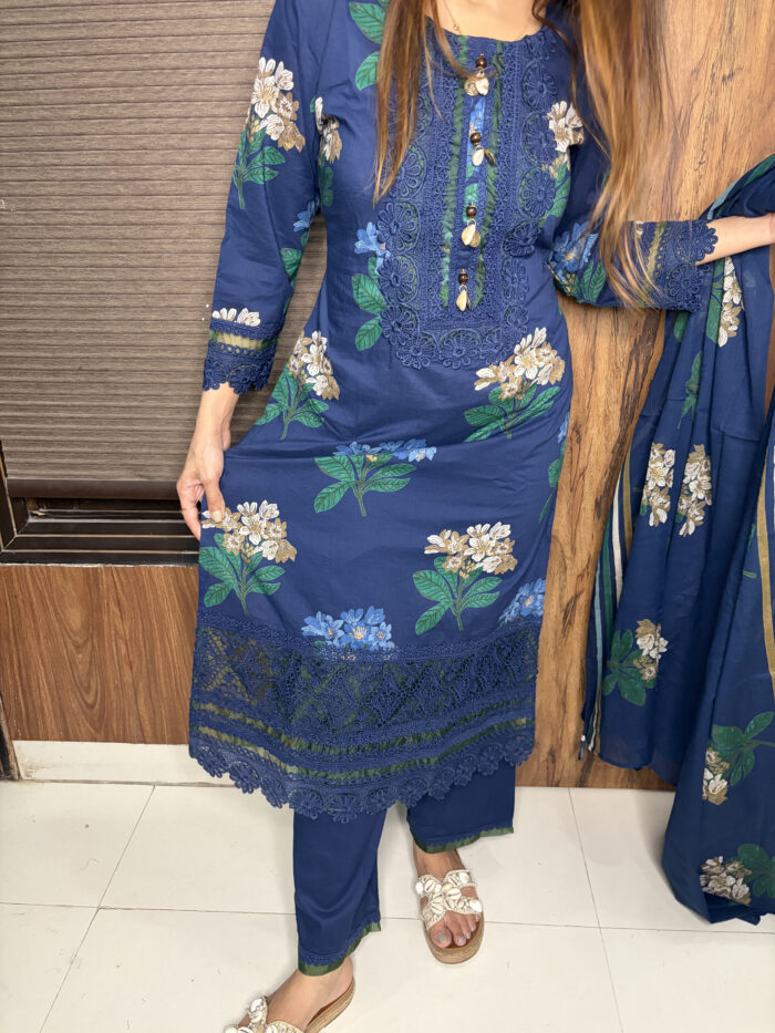 Blue Lace Work Suit - Image 4