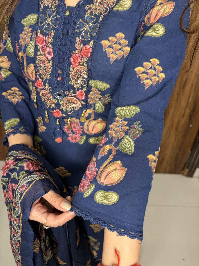 Navy Blue Mirror work suit - Image 3