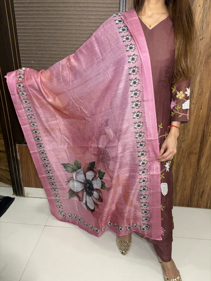 The Brown Appliqué Work Suit - Image 4