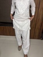 White Chickenkari Short Kurti - Image 4