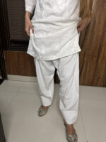 White Chickenkari Short Kurti - Image 6