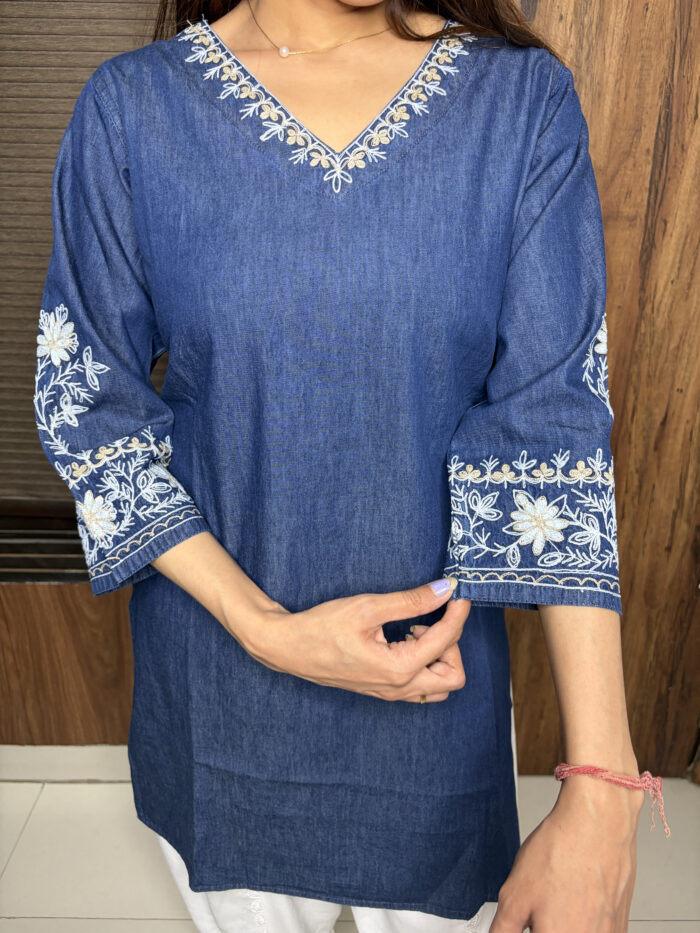 Denim Dhoti Pant Suit - Image 2