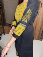 Black Block printing Kurta - Image 5