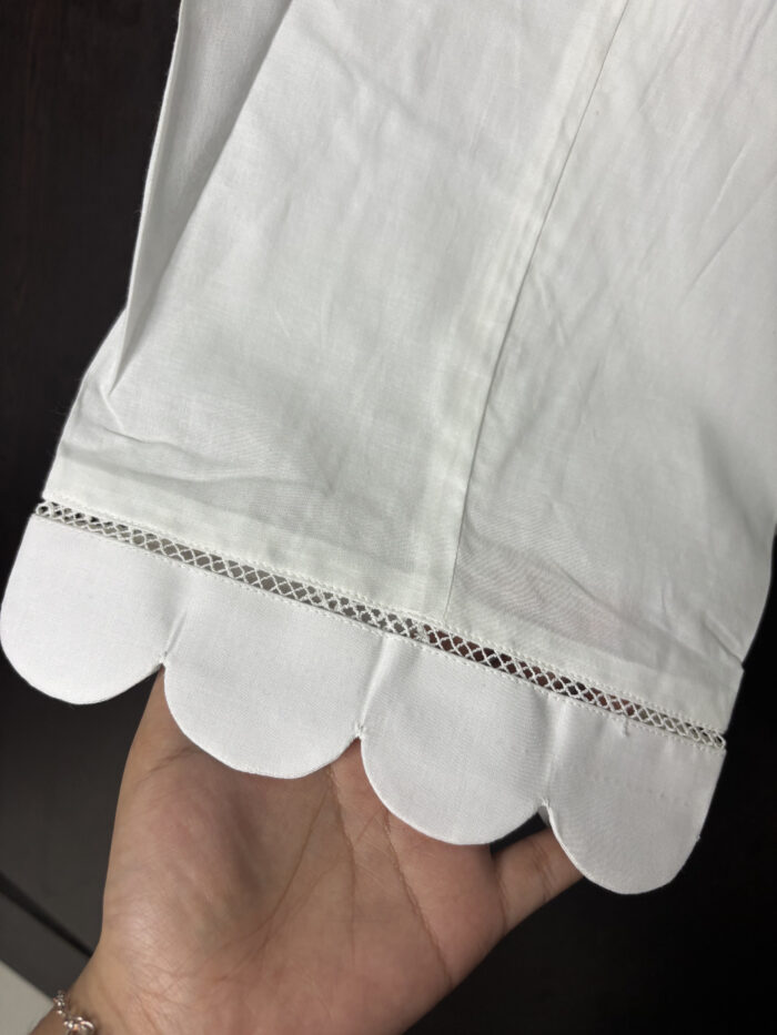 white cotton laced pant - Image 3