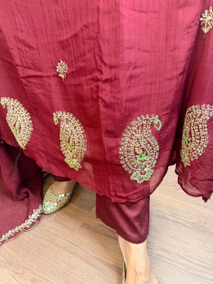 Maroon red Mul Chandheri - Image 3