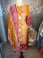 Orange gajji silk suit