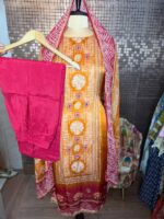 Orange gajji silk suit - Image 3