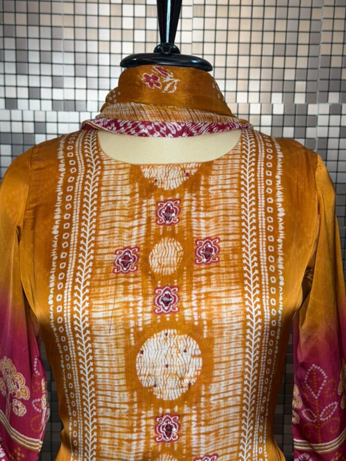 Orange gajji silk suit - Image 2