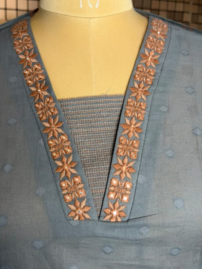 Handloom cotton grey suit - Image 4