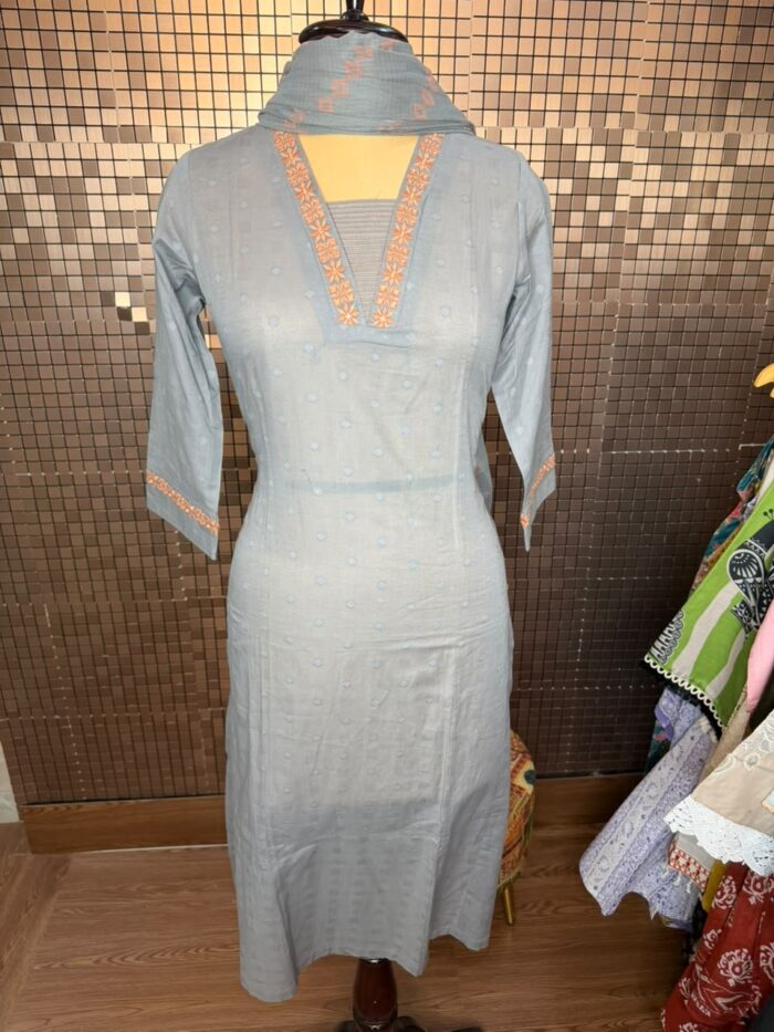 Handloom cotton grey suit - Image 3