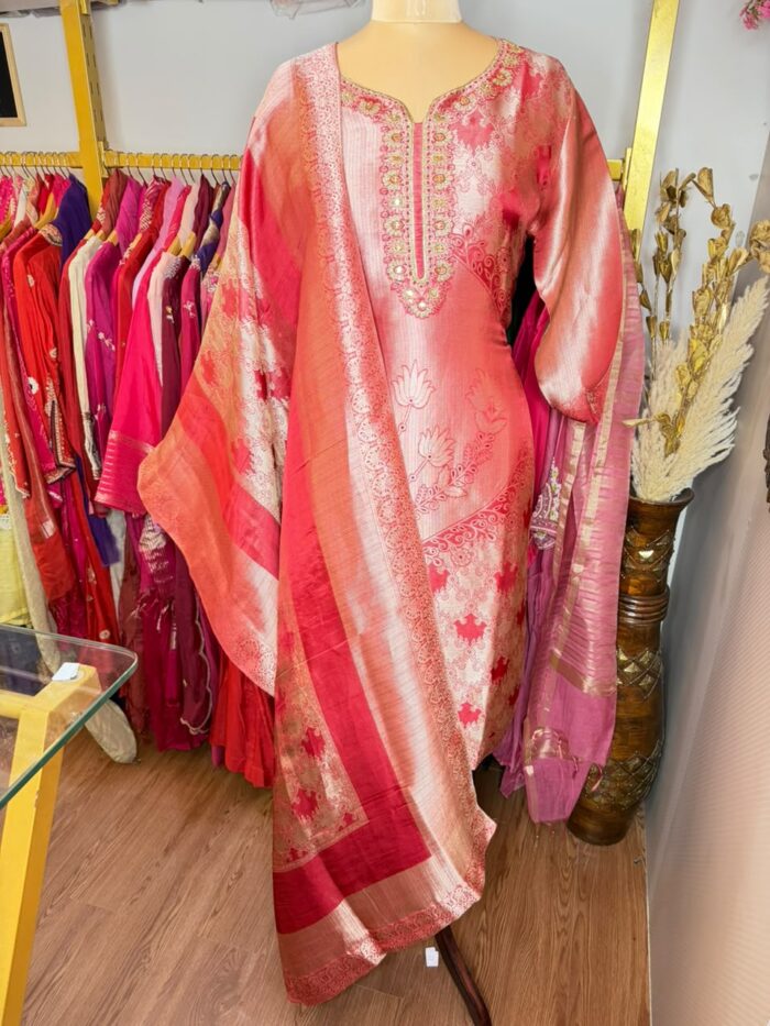 Ruby red silk suit - Image 4