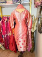 Ruby red silk suit
