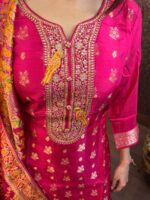 Rani pink banarasi suit - Image 5