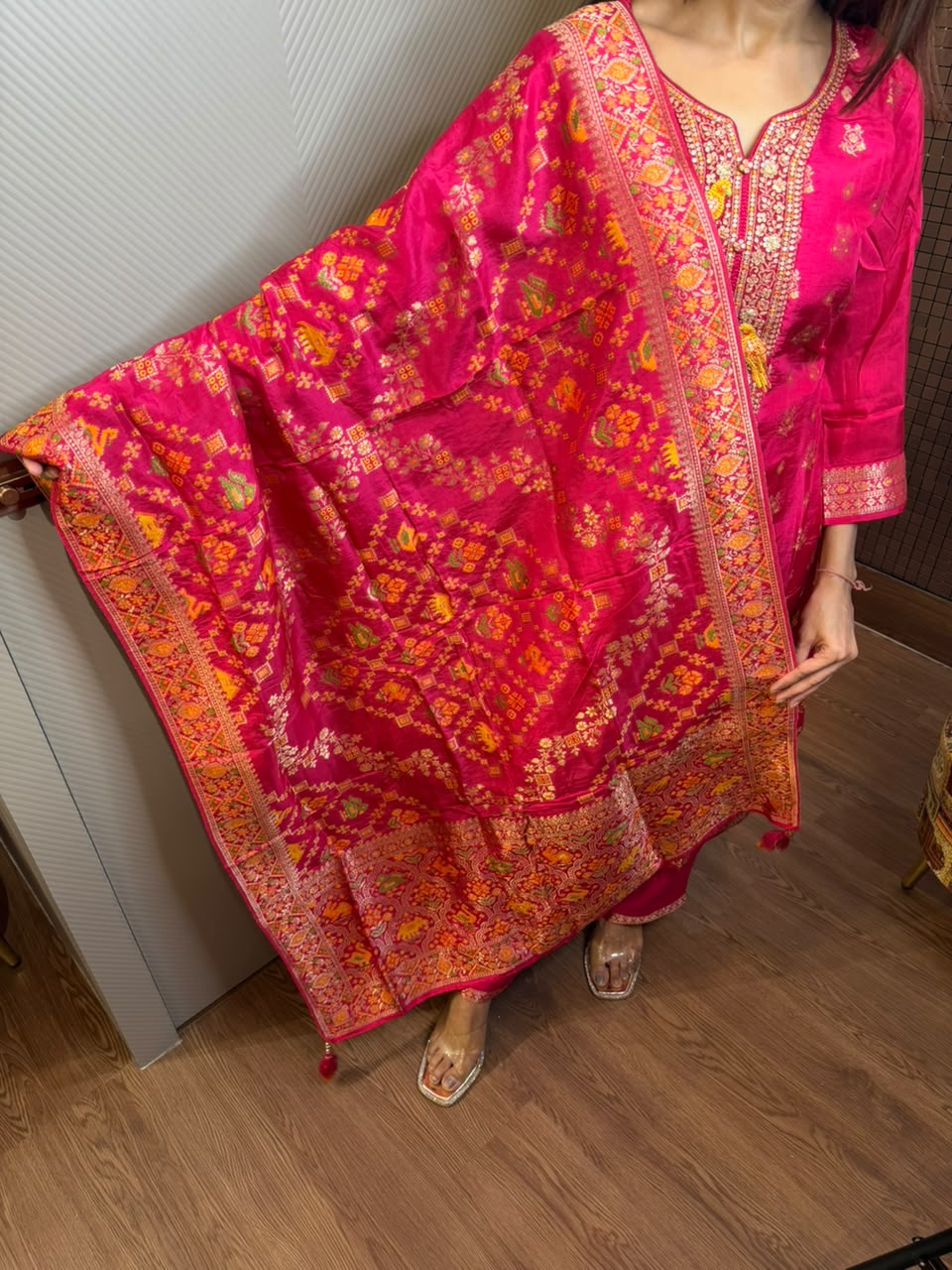 WhatsApp Image 2026-10-10 at 14.30.52 Rani pink banarasi suit - Image 1